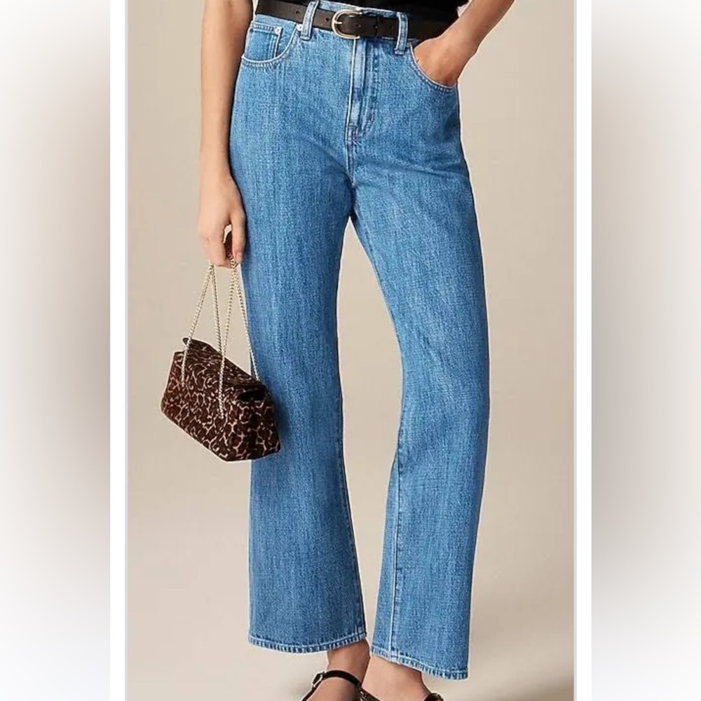 J crew mid rise flare crop jeans